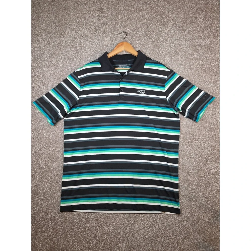 Nike Golf Tour Performance Dri-FIT Polo Shirt Mens Large Striped Thousand Oaks